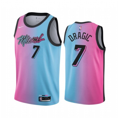 Nike Miami Heat #7 Goran Dragic Blue Pink Youth NBA Swingman 2020-21 City Edition Jersey